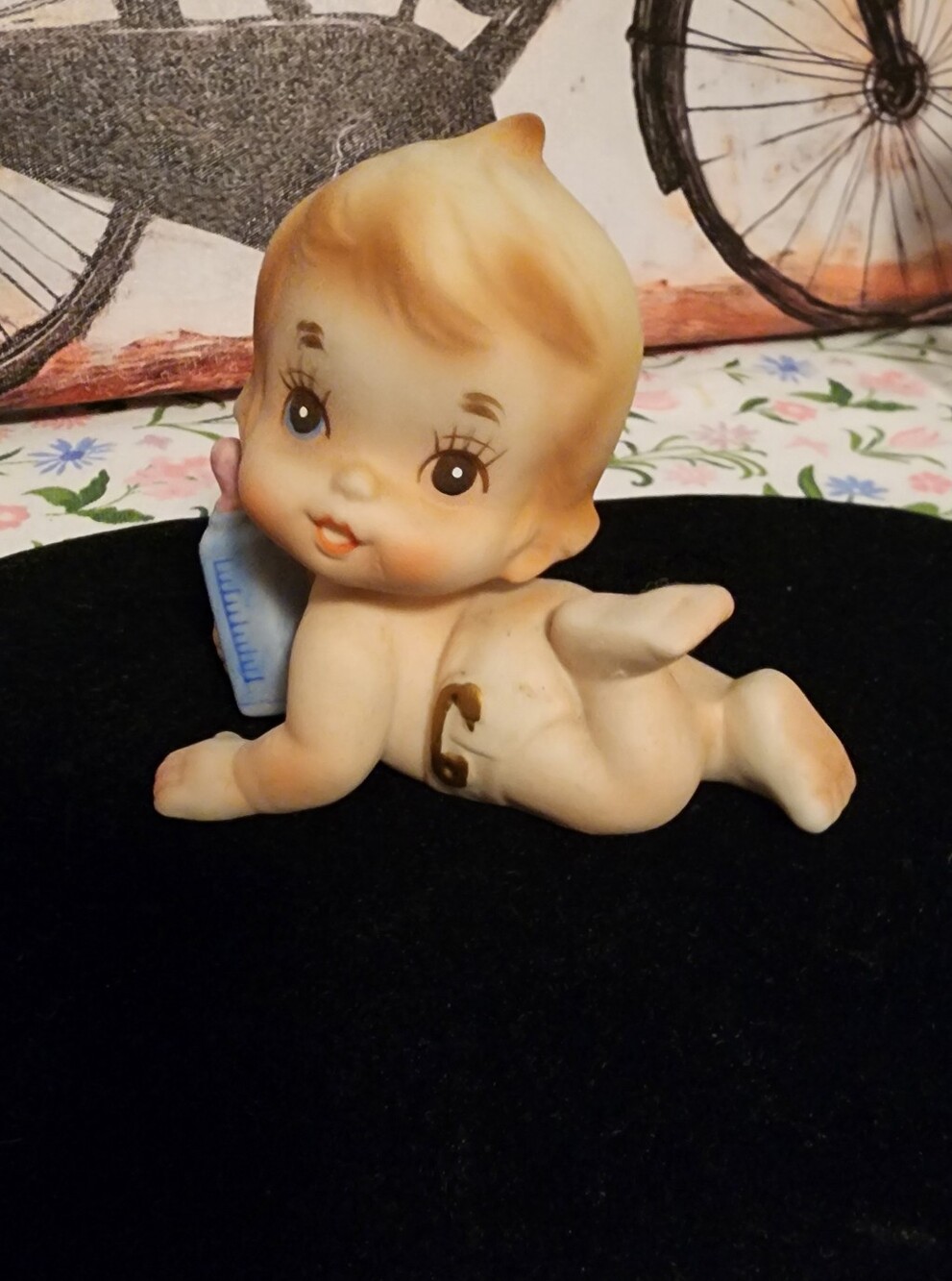 Vintage Kewpie Baby Figurine  in Cream and Blonde